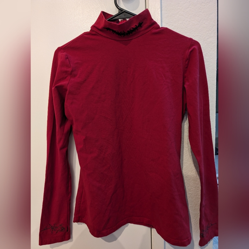 RARE Mary Wyatt London Red Rose Collared Long Sleeve Top 14